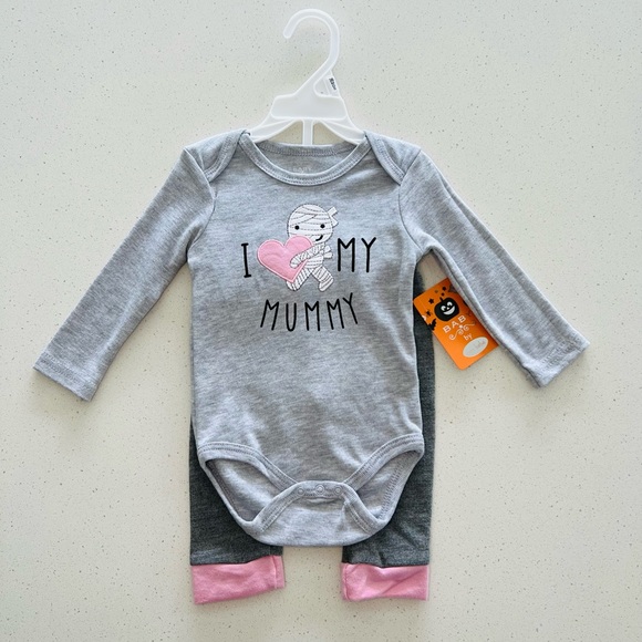 Baby by Bon Bebe Baby Girls Halloween I Love My Mummy Outfit Size 3-6 Months NWT - Picture 2 of 10